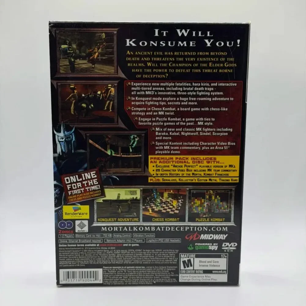 Mortal Kombat: Deception-Premium Pack (PlayStation 2, 2004) HALF SEALED